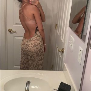 Backless, wide leg jumpsuit